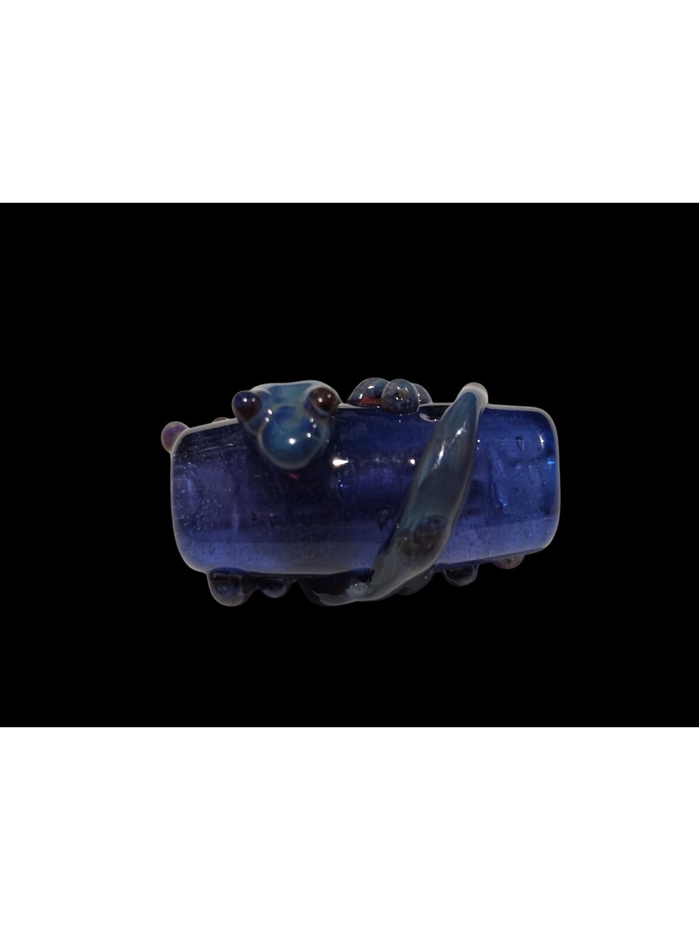 Artisan Lampwork Glass Lizard Gecko Blue Log Focal Bead 33mm 14g